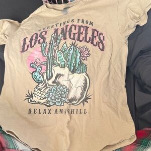 JCPenney Beige Graphic Tee with Cactus Design